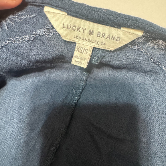 Lucky Brand Teal Green Embroidered Wrap Tie Front Blouse Sz XS/S Boho - Picture 6 of 7